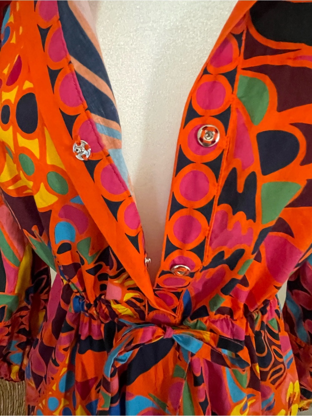 Bold Abstract Print Maxi Dress in Orange & Pink - Picture 3 of 10